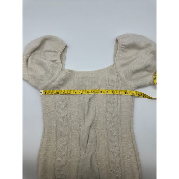 Arden B Angora Blend Women's Blouse Knitted Sz M Square Neck Short Sleeve White - Picture 3 of 6